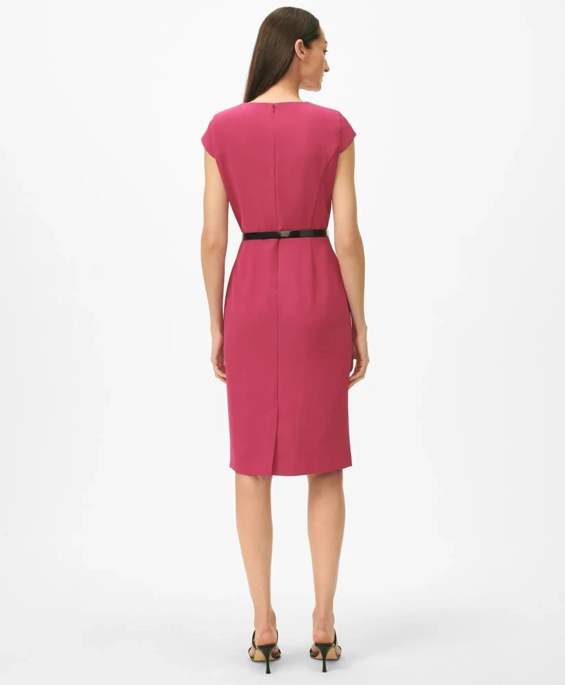 Brooks Brothers Cap Sleeve Belted Welt-Pocket Dress in Fine Twill Stretch Crepe 3