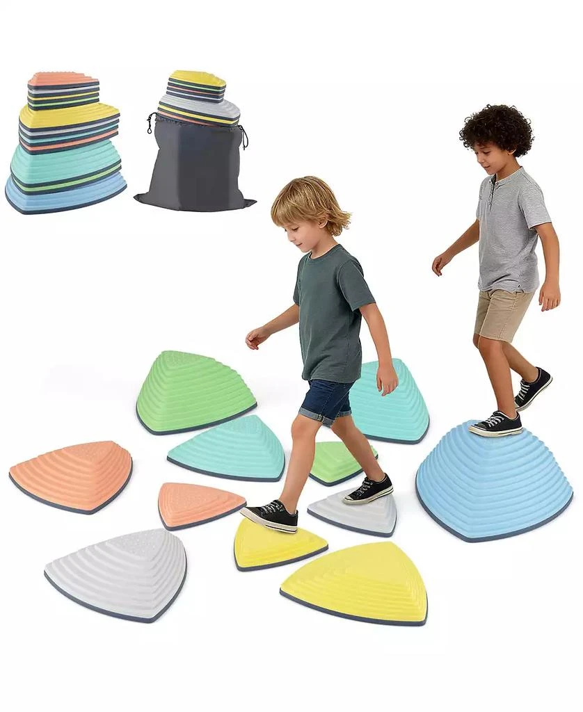 Mecale 6-Piece Steppingstones for Kids, Non-Slip Balance Stones with Storage Bag