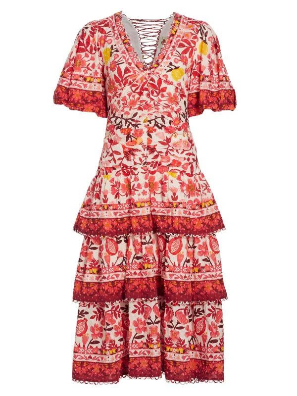 Farm Rio Romantic Orchard Tiered Midi-Dress 6