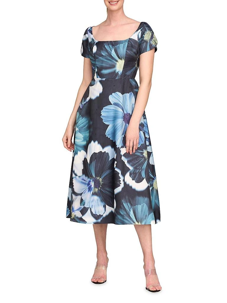 Emma Floral Cocktail Dress  On Sale Now with Up to 71% Off | Discover  Exclusive Deals & Savings at BeyondStyle  Authentic Kay Unger  women's|Women's|women's apparel|modern|a-line|short sleeve|midi-length| dresses|squareneck|floral with Limited-Time ...