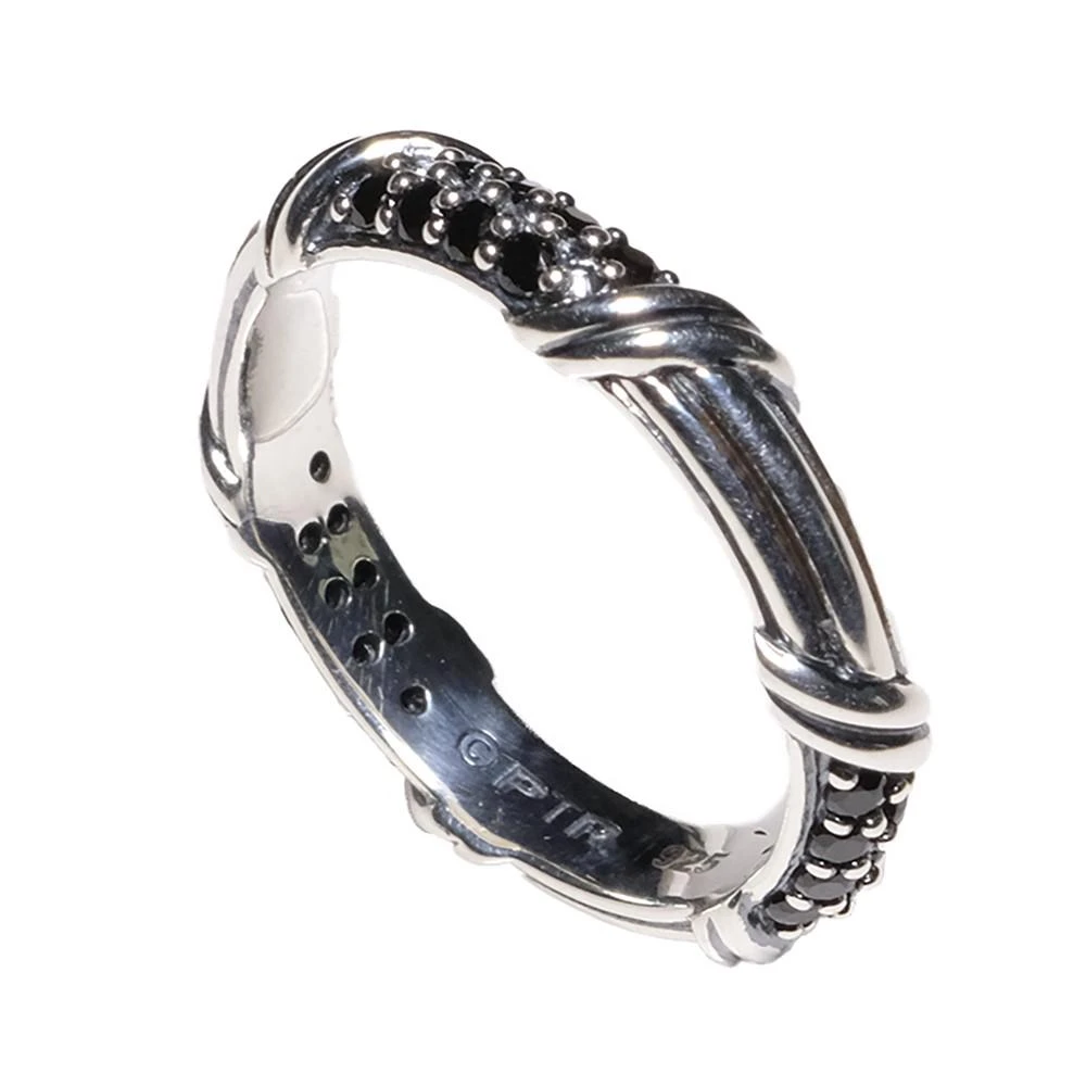 Peter Thomas Roth Signature Classic Pave Band Ring With Black Spinel In Sterling Silver