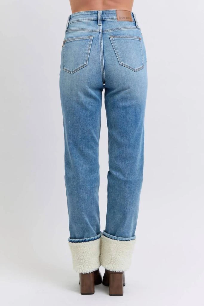 Judy Blue Judy Blue - High Waist Shearling Cuff Straight Leg Jeans 4
