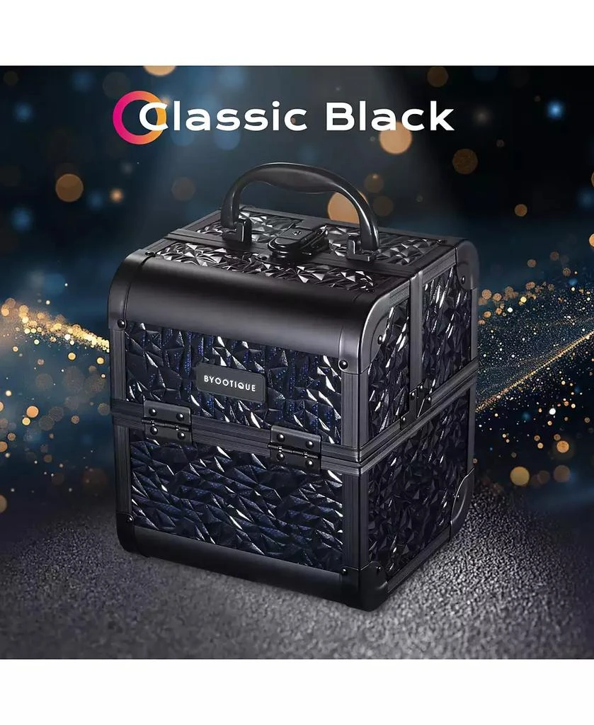 Byootique Aluminum Rolling Nail Table with Train Case Cosmetic Organizer Black 5