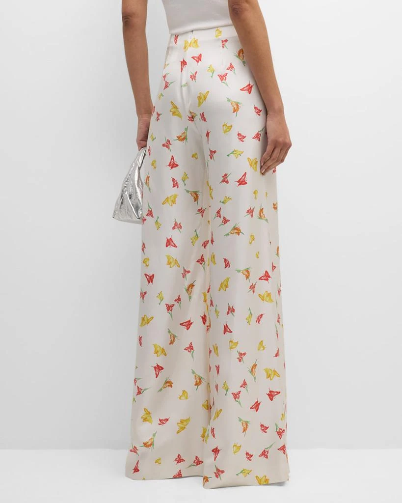 Hellessy Luc High-Rise Butterfly-Print Wide-Leg Silk Palazzo Pants 5
