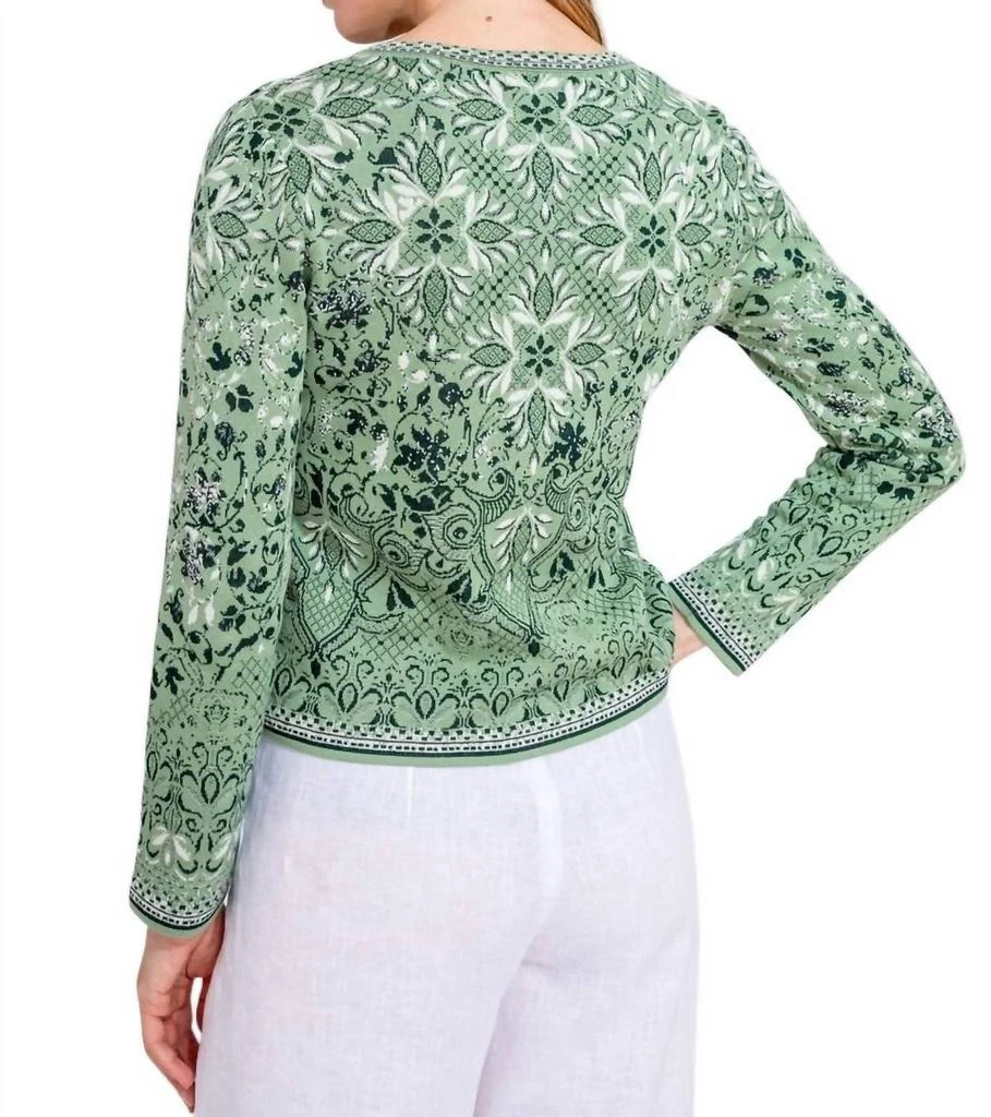 IVKO Alhambra Pattern Zip Cardigan In Pastel Green 2