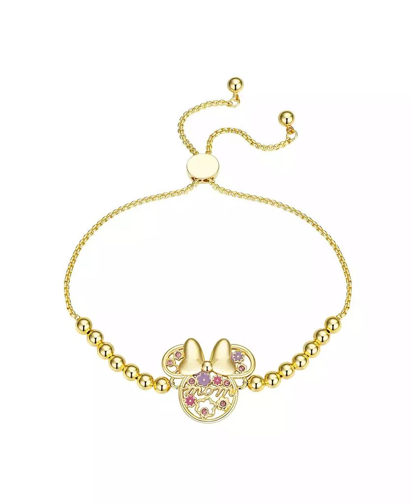 Disney Pink Crystal Minnie Mouse Flower Adjustable Bolo Bracelet 1