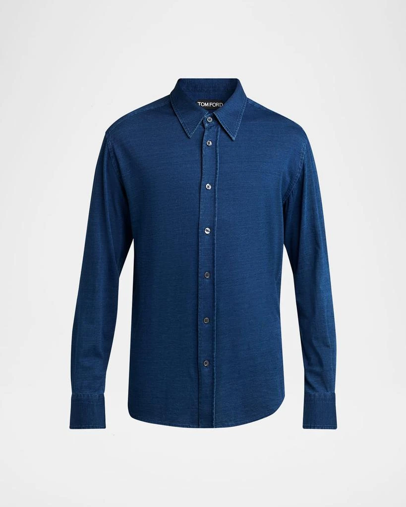 Tom Ford Men
s Cotton Denim Point-Collar Button-Down Shirt