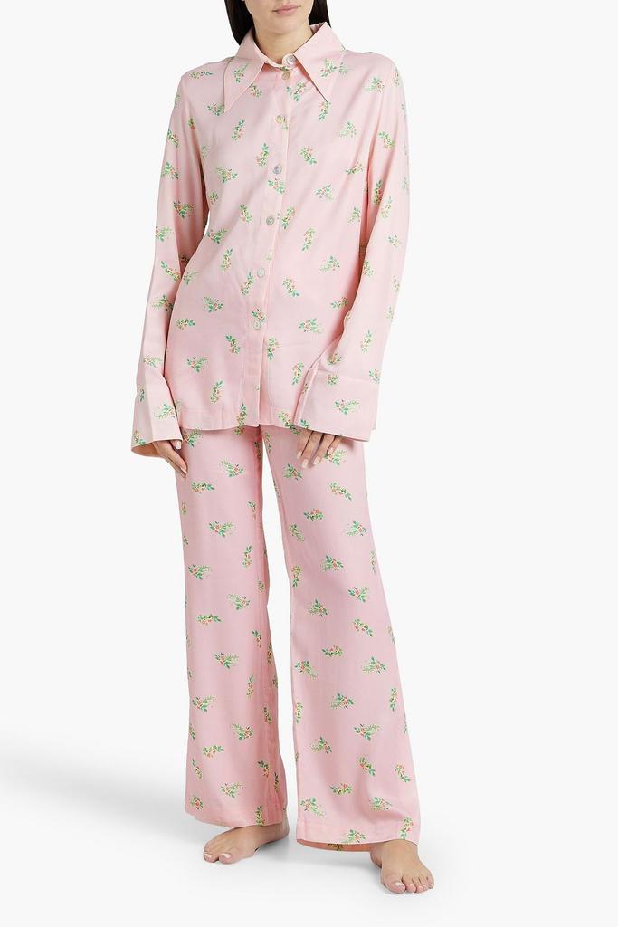 Sleeper Floral-print satin pajama top