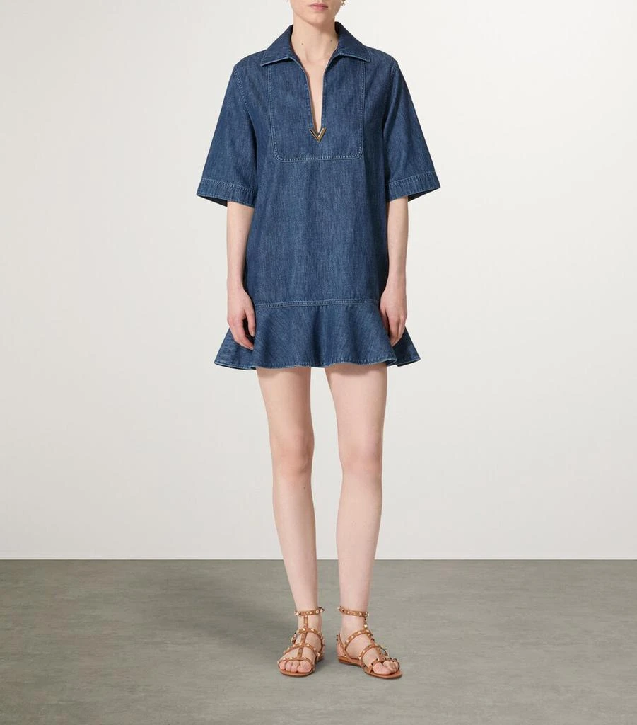Valentino Denim V-Detail Mini Dress 2
