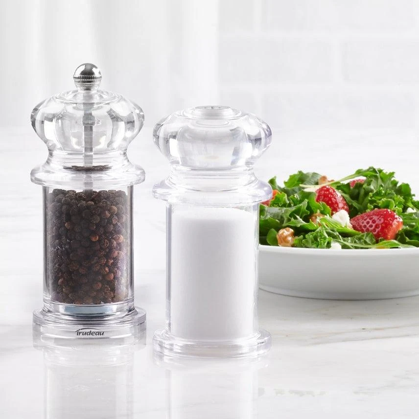 Trudeau Tradition Pepper Mill and Salt Shaker Set, 5.5-Inch, Clear 2