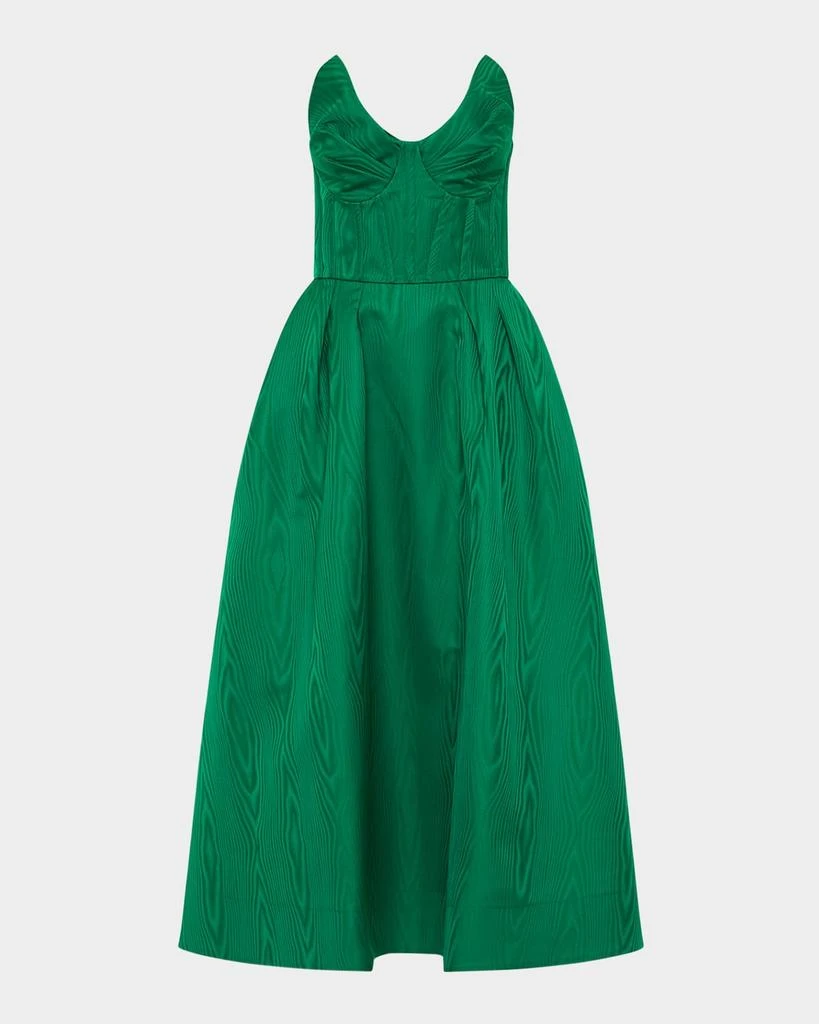 REBECCA VALLANCE Luiza Pleated Strapless Midi Dress 1