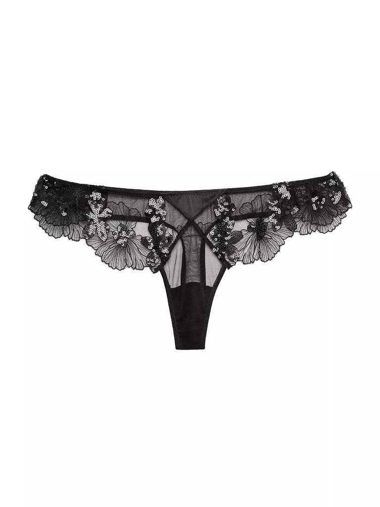 Fleur du Mal Embroidered Sequined Lace Thong 1