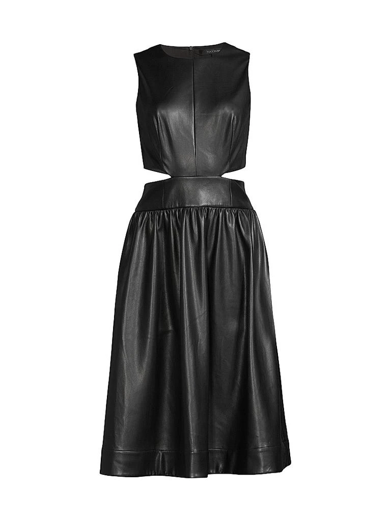 chinese dress ladies Toccin Linda Vegan Leather Tie Front Corset 10 / Black