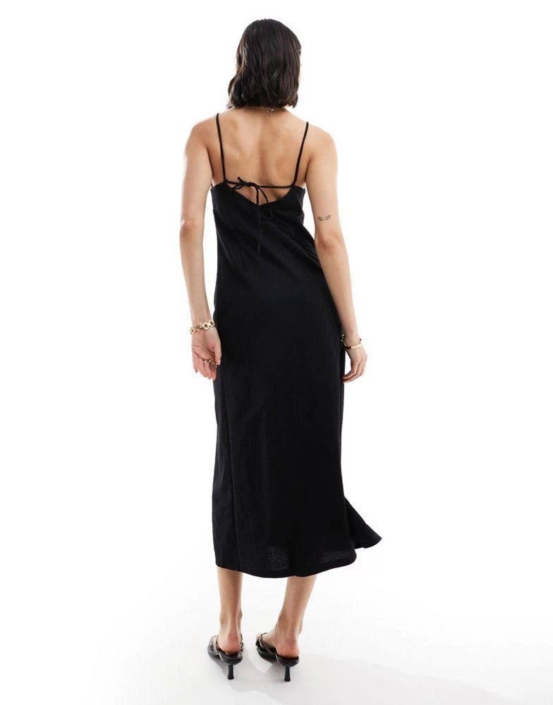 Mango Mango corset top midi dress in black 4