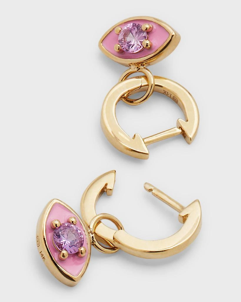 Sydney Evan Pink Enamel Sapphire Evil Eye Huggies 4