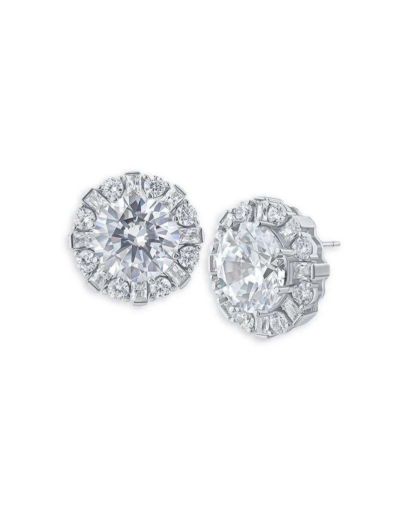 Kenneth Jay Lane Baguette 
Round Cubic Zirconia Halo Stud Earrings 1