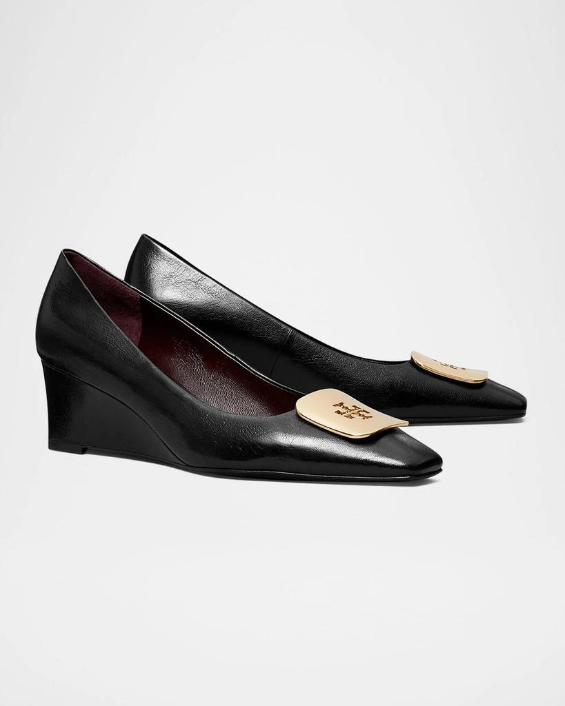 Tory Burch Georgia Leather Buckle Wedge Pumps 2