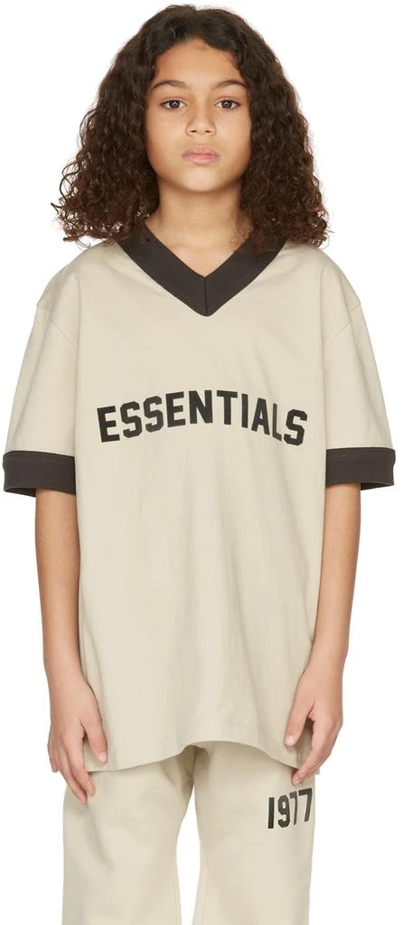Essentials Kids Beige V-Neck T-Shirt 2