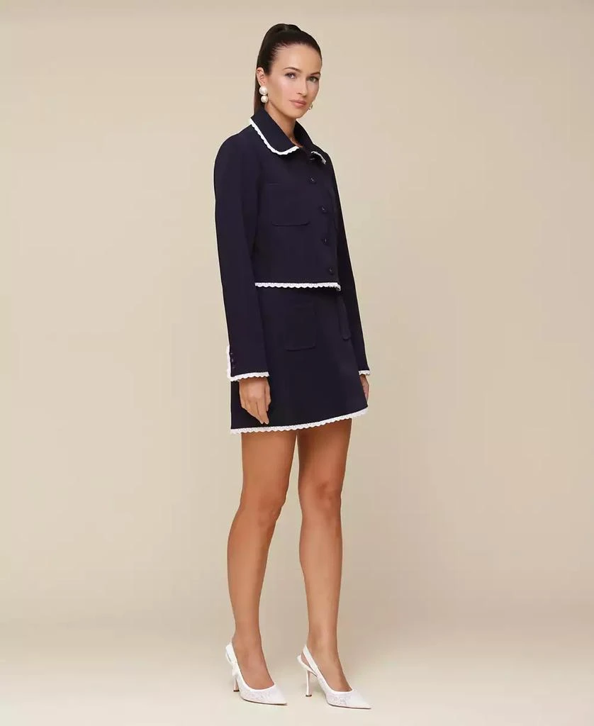 Avec Les Filles Women's A-Line Contrast-Trim Mini Skirt 7