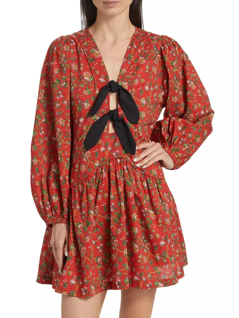 Rhode Annette Floral Cotton V-Neck Minidress 3