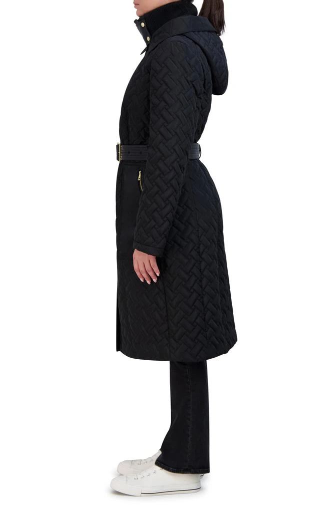 Cole Haan Leather Trim Hooded Quilted Coat 3