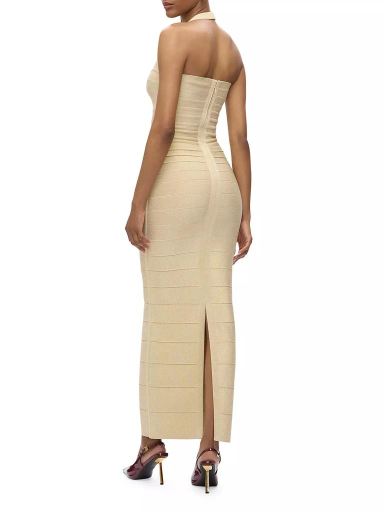 Herve Leger Iris Metallic Bandage Halter Gown 6