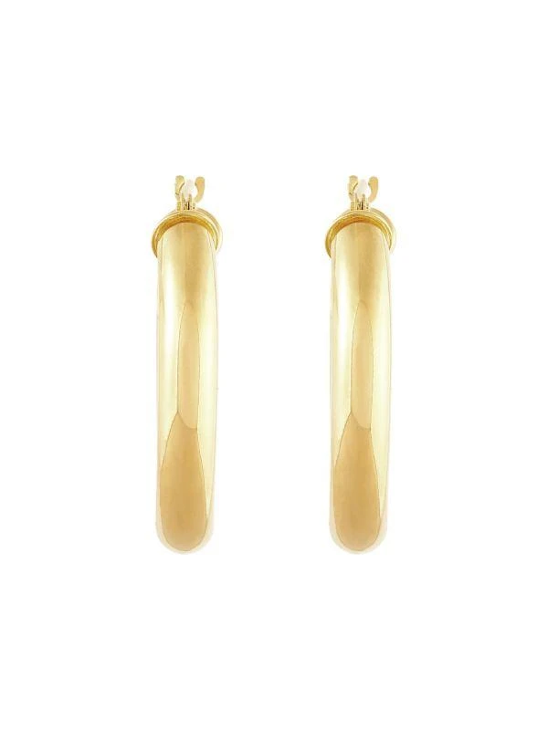 Saks Fifth Avenue 14K Yellow Gold Round Tube HoopEarrings 3