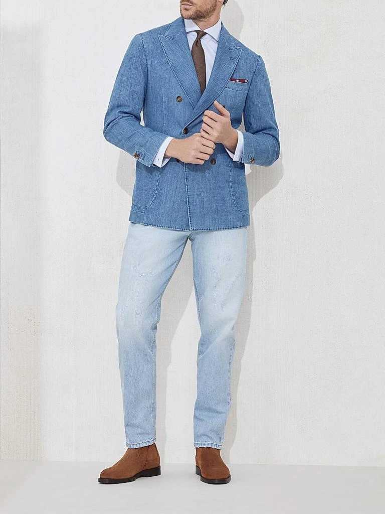 Brunello Cucinelli Old Denim Deconstructed One and a Half Breasted Blazer 6