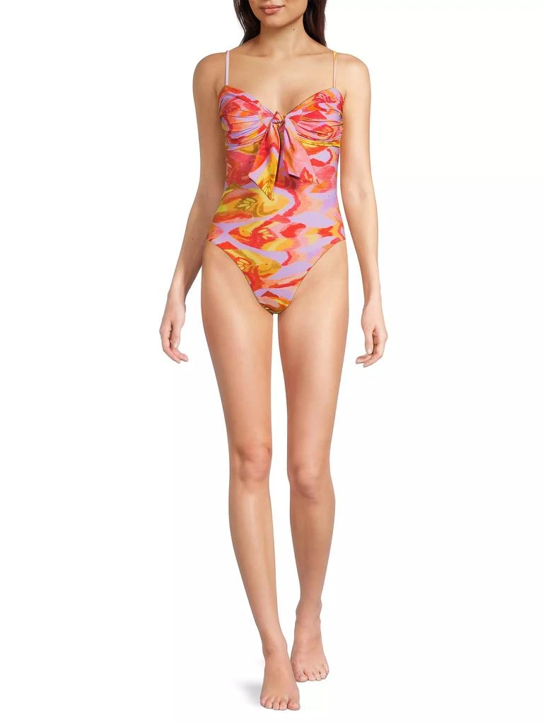 Farm Rio Painted Fishes Knotted One-Piece Swimsuit 2