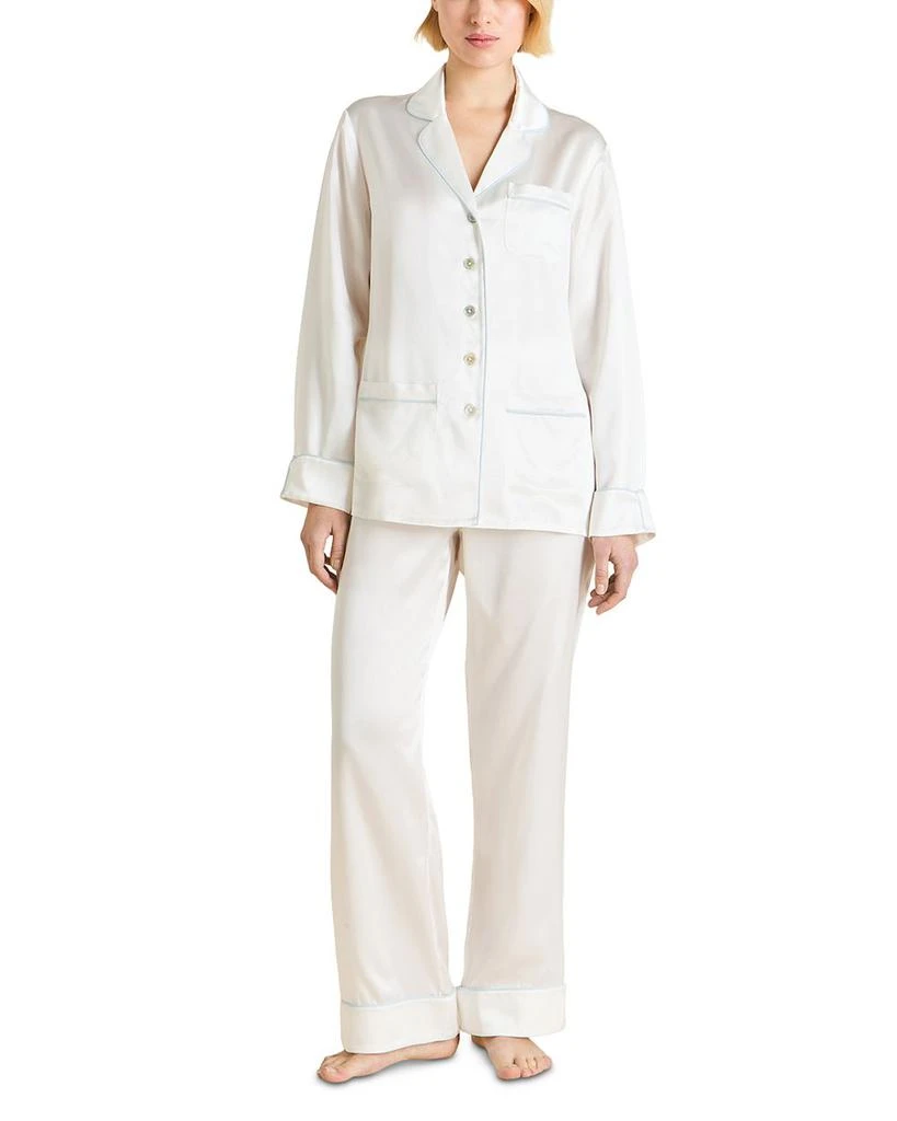 OLIVIA VON HALLE Silk Woven Long Pajama Set 2