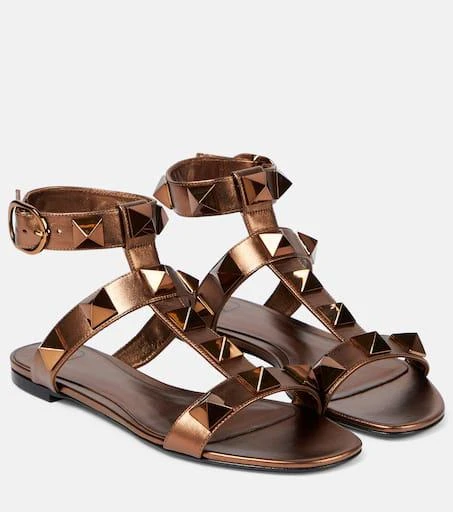 Valentino Roman Stud metallic leather sandals 1