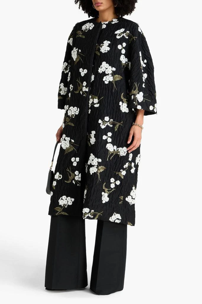 Erdem Embroidered wool-blend cloqué coat 2