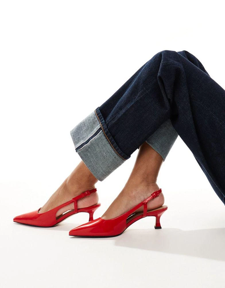 & Other Stories & Other Stories pointed slingback heeled pumps in red 3