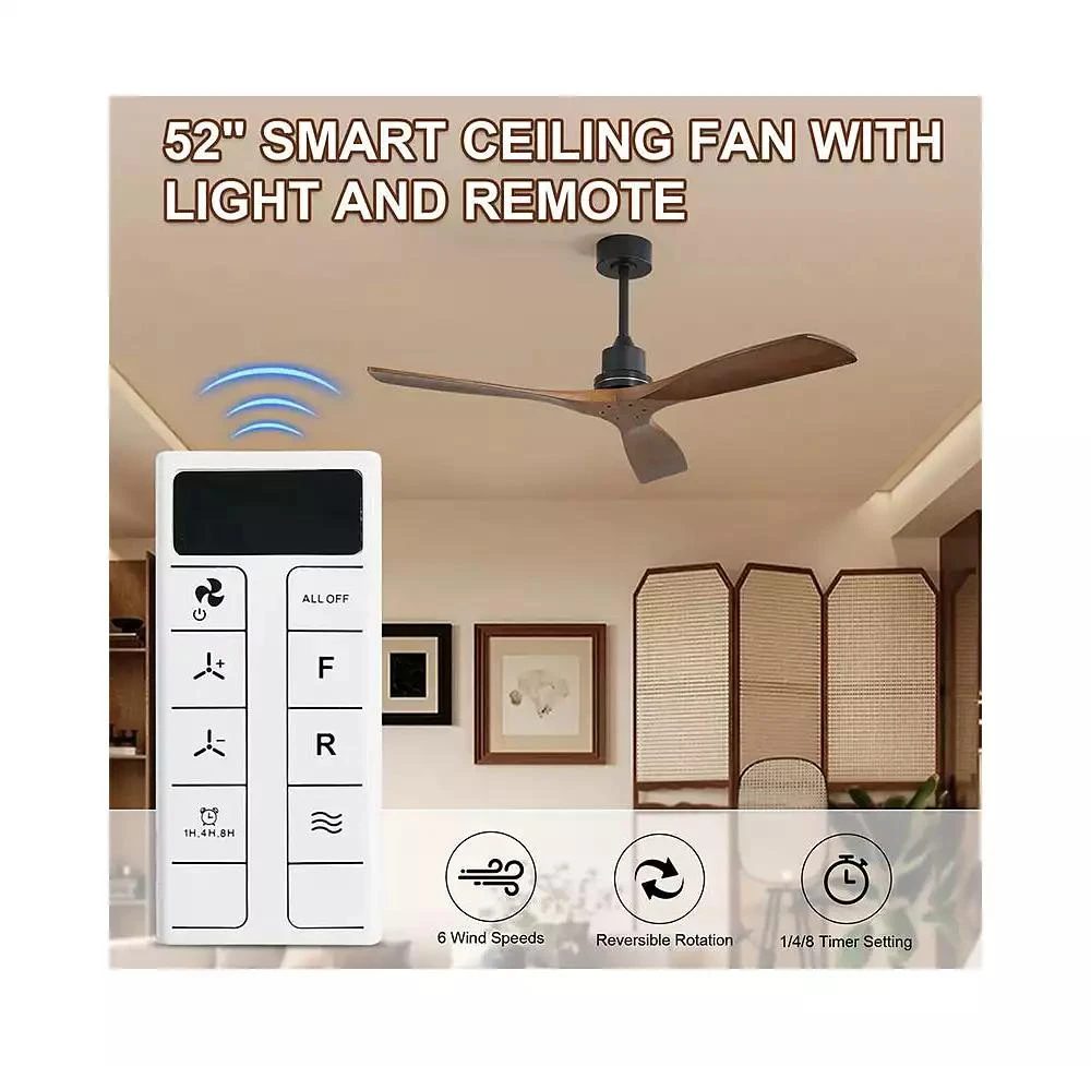 Sofucor 52-inch Modern Black 3-Blade Light Ceiling Fan with Remote Control and Supporting Mobile Device Connection 3