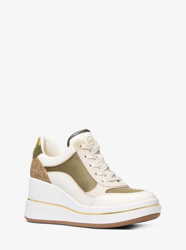 Michael Kors Emmy Mixed-Media Wedge Trainer 1