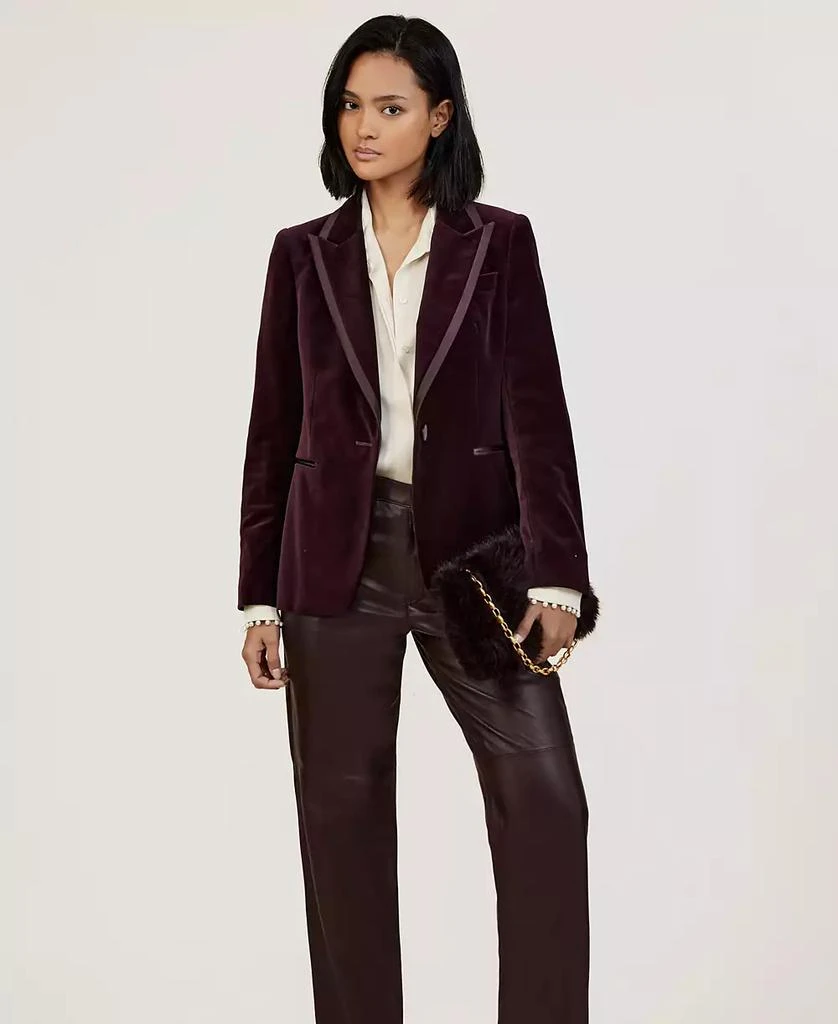 REISS Women's Elia Velvet Single-Breasted Suit Blazer 3