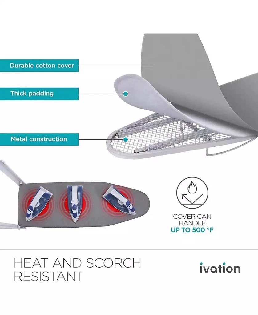Ivation Wall-Mounted Ironing Board, Foldable Iron Board with Iron Holder, Space Saving Design 3