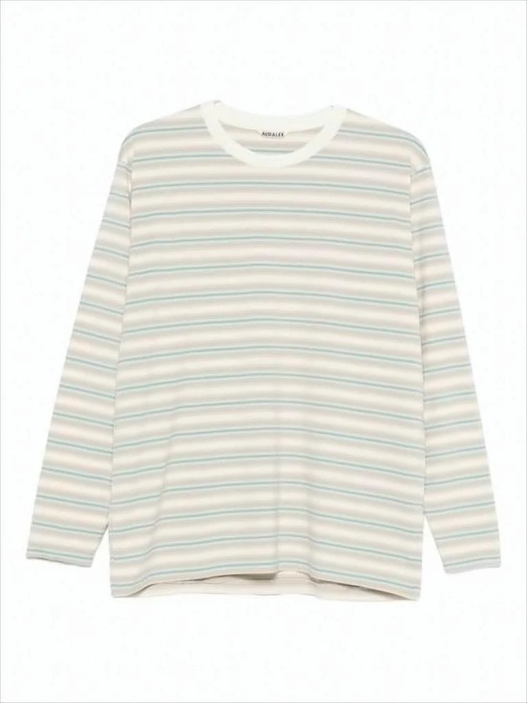 AURALEE Striped Long-Sleeve Crew Neck T-Shirt