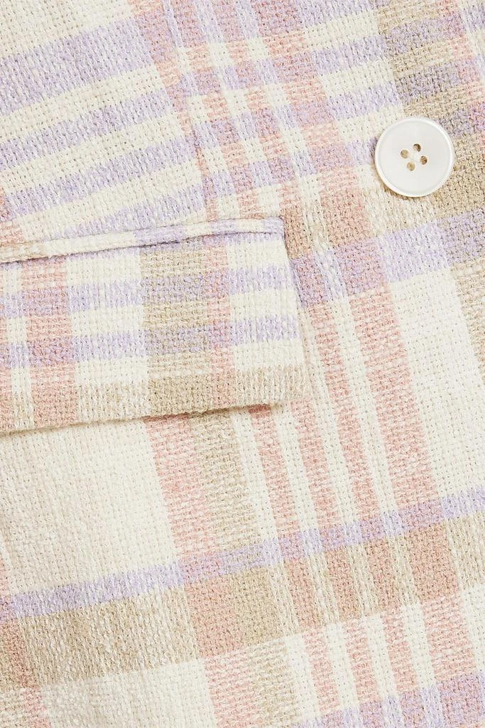 Derek Lam Kaia ruched checked cotton-blend tweed blazer 4