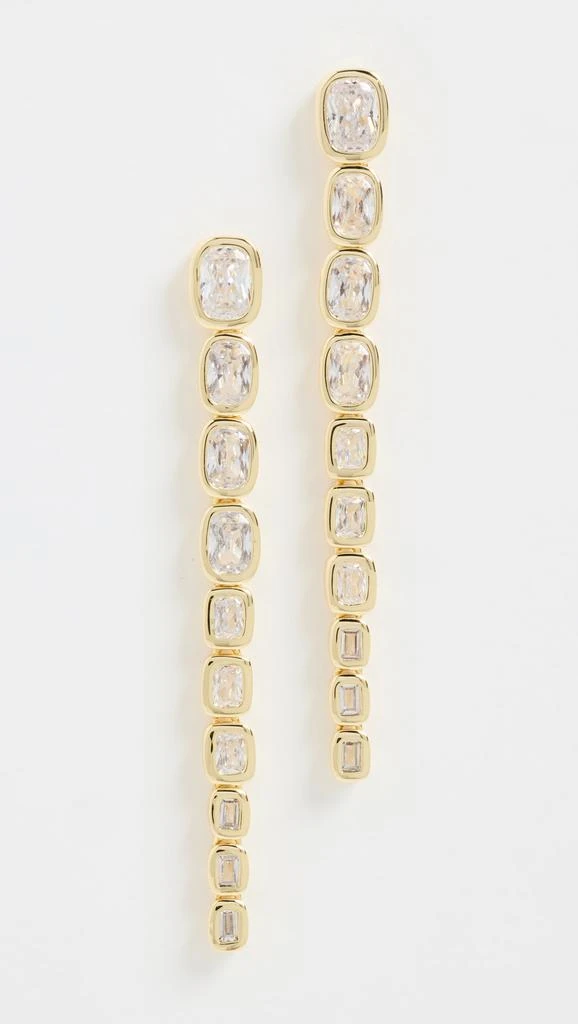 By Adina Eden Colored Bezel Baguette Graduated Drop Stud Earrings 1