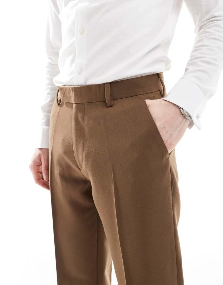 ASOS ASOS DESIGN smart straight leg trousers in brown 4