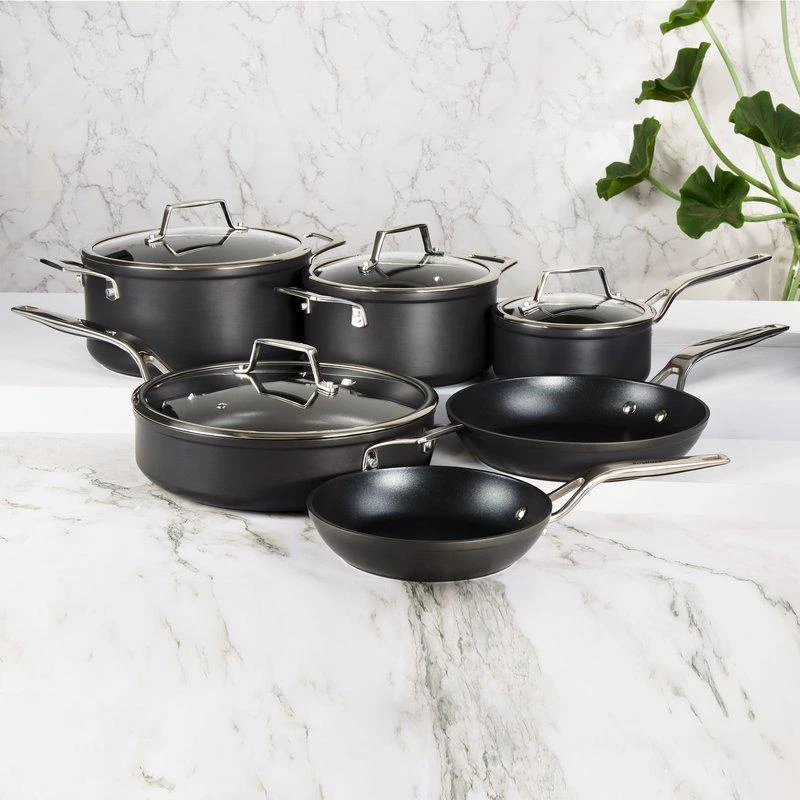 BergHOFF Essentials 5Pc Non-Stick Hard Anodized Cookware Set For Two With Glass Lid, Black 2