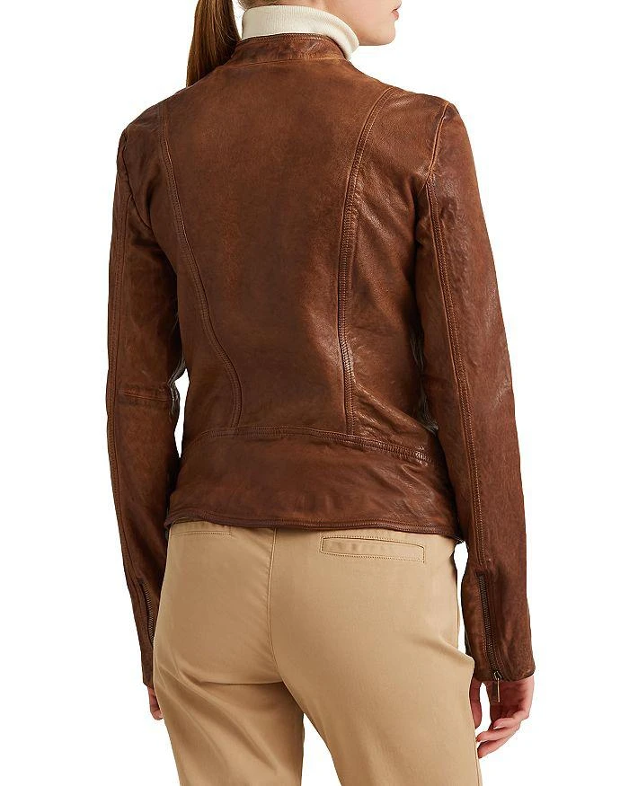 Lauren Ralph Lauren Burnished Leather Moto Jacket 9