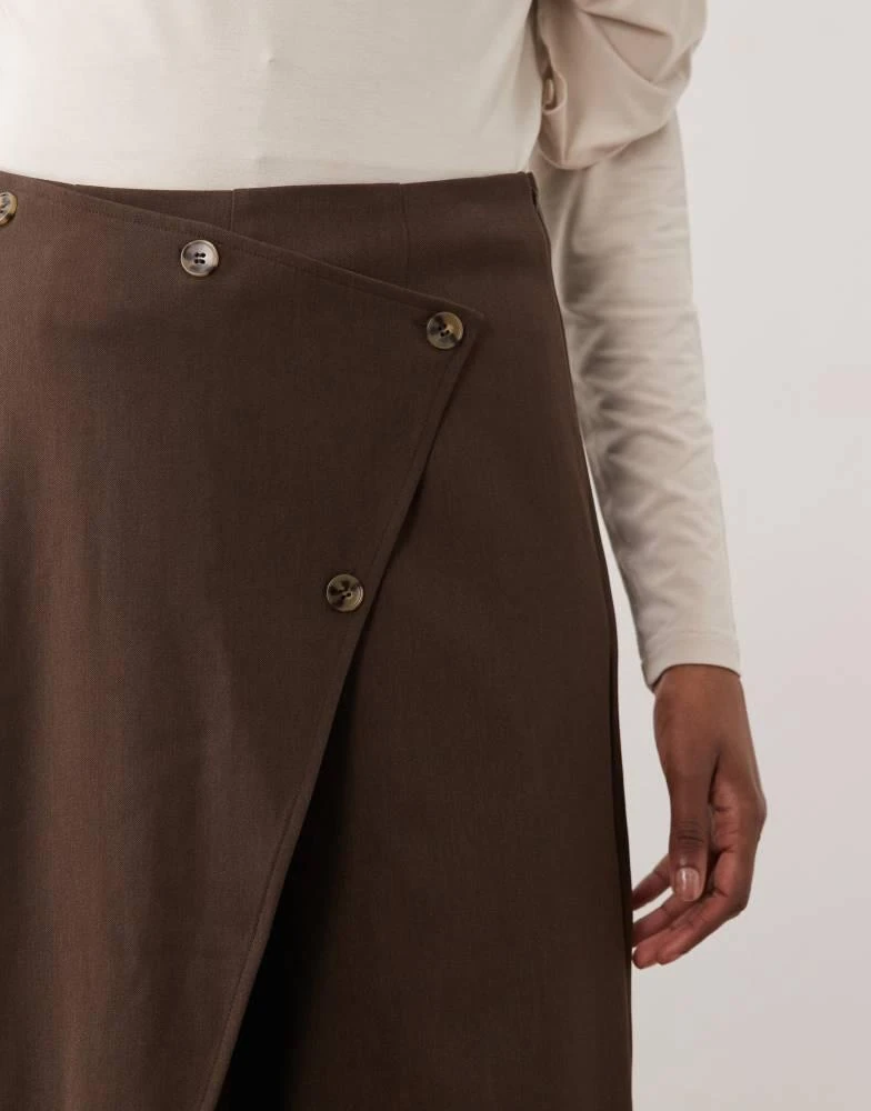 Iyal IYAL trouser with wrap skirt detail in brown 4