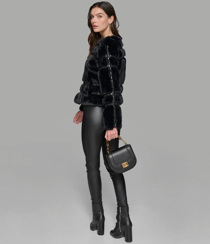 Karl Lagerfeld Paris SEQUIN TRIMMED FAUX FUR COAT 7
