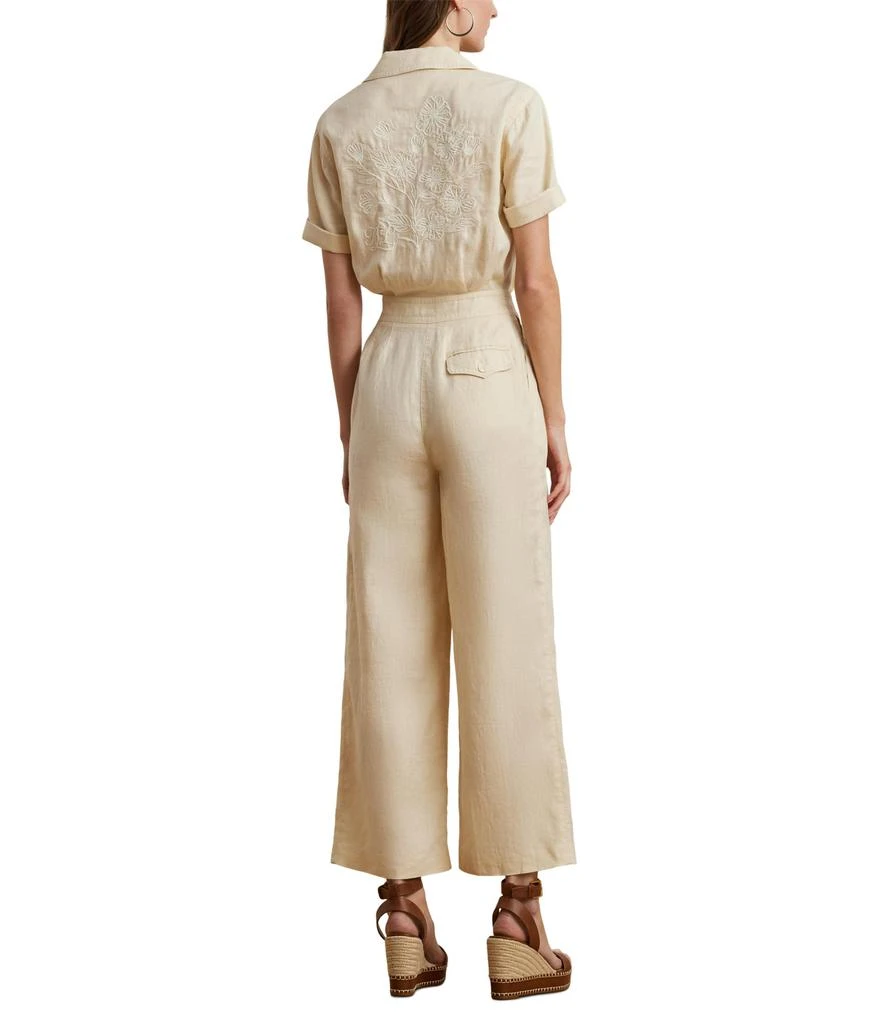 Ralph Lauren Embroidered Linen Short-Sleeve Jumpsuit 2