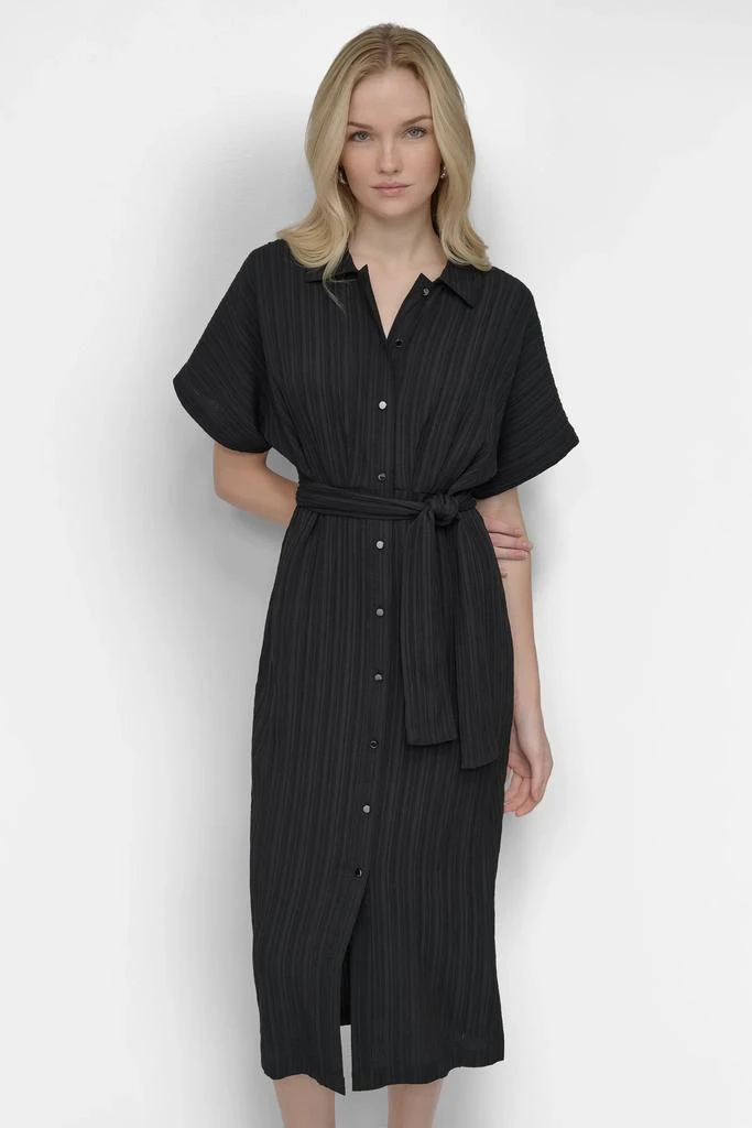 Dkny Plus Size Short Sleeve Hoodie Dress Shop BELTED MIDI SHIRT