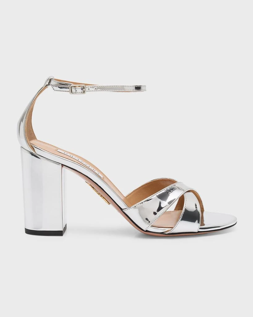 Aquazzura Divine Metallic Crisscross Ankle-Strap Sandals 1