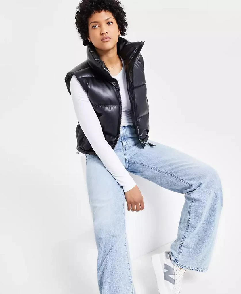 S13 Women's Faux-Leather Stand-Collar Puffer Vest 4