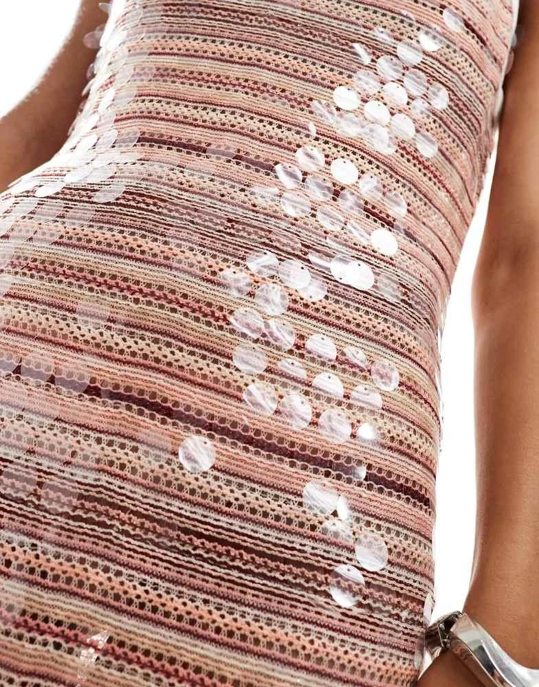 Ghospell Ghospell knit midaxi dress in sequin stripe 2
